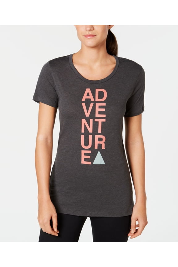 $19 Womens New Gray Printed Scoop Neck Short Sleeve T-Shirt Top XS B+B