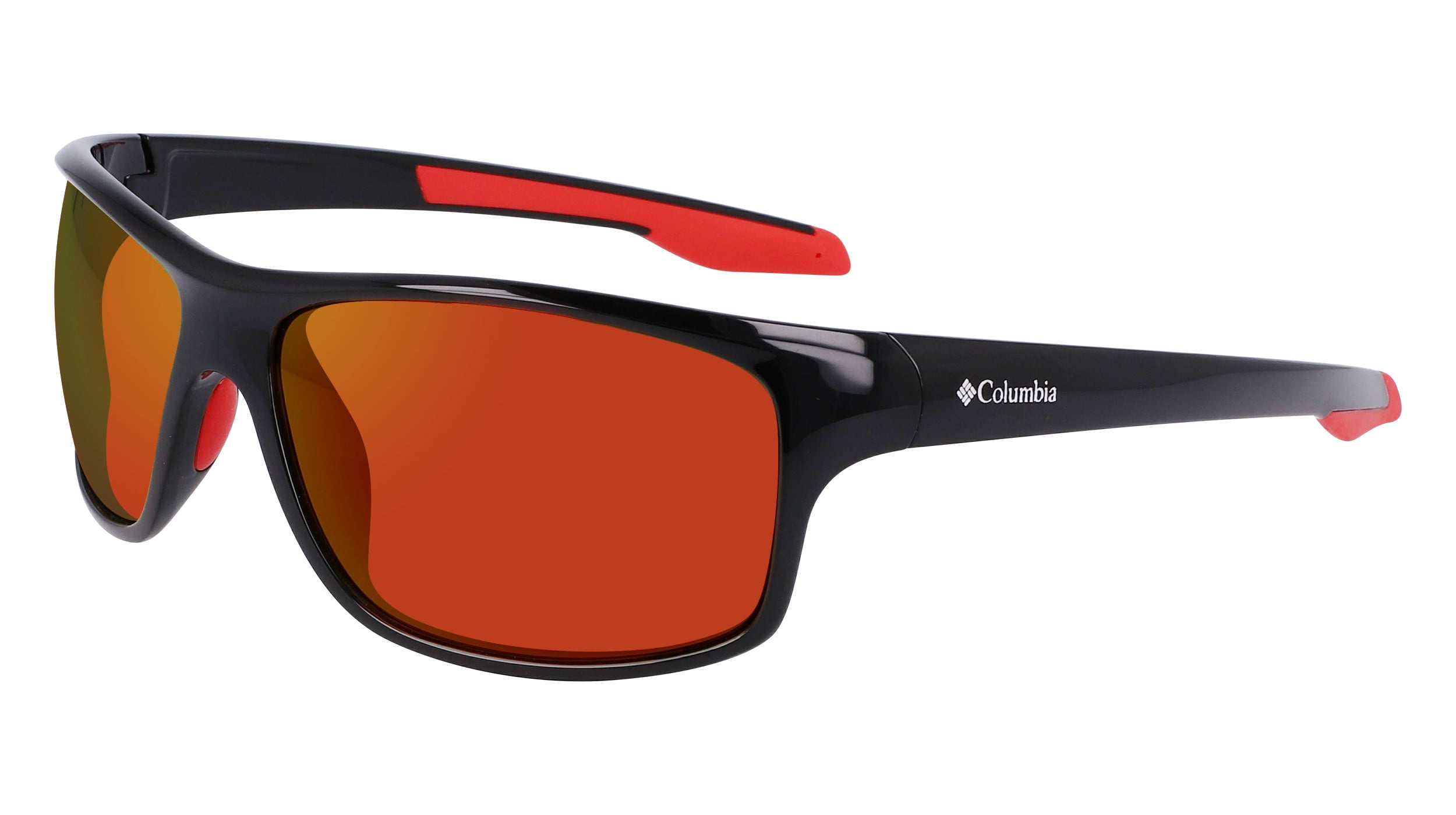 COLUMBIA BURR - C559SPG_009, WRAP SUNGLASS, SHINY BLACK + RED FRAME & RED REVO POLARIZED LENS