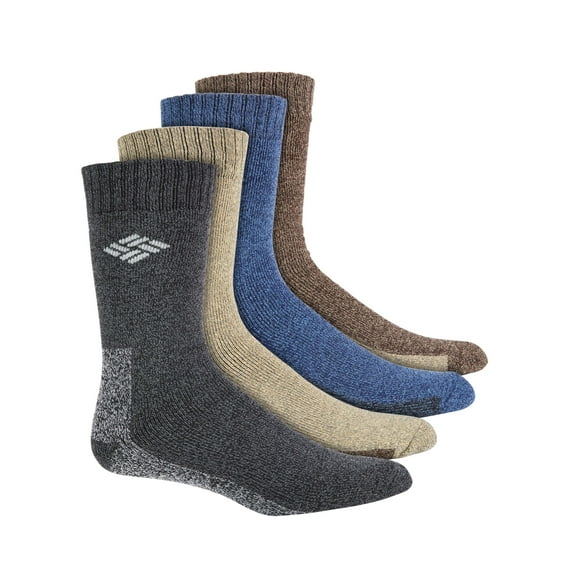 COLUMBIA Mens 4 Pack Black Assorted Casual Crew Socks 6-12