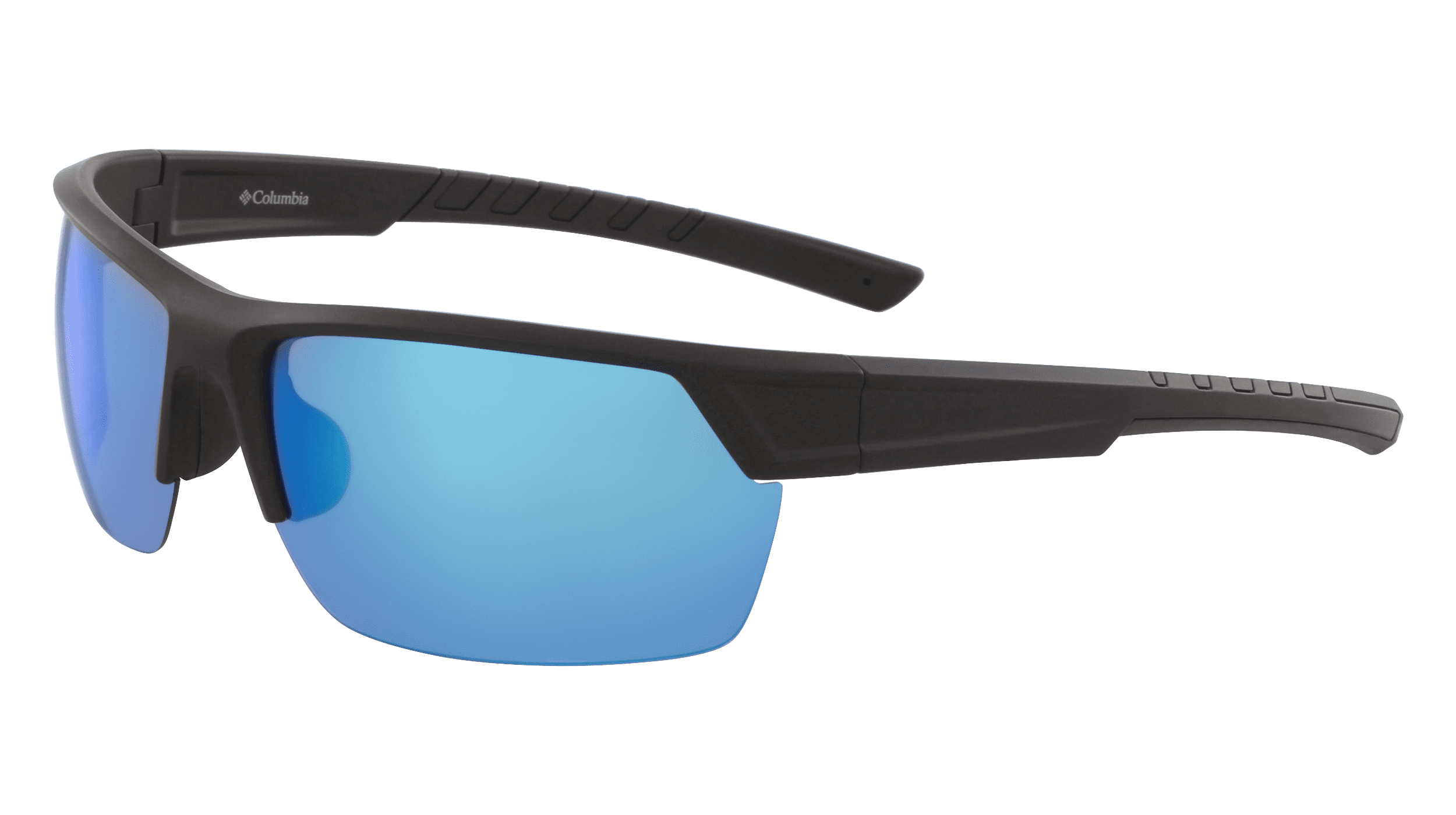 Columbia Peak Racer Blade Sunglasses Matte Black Frame Blue Flash Polarized Lens