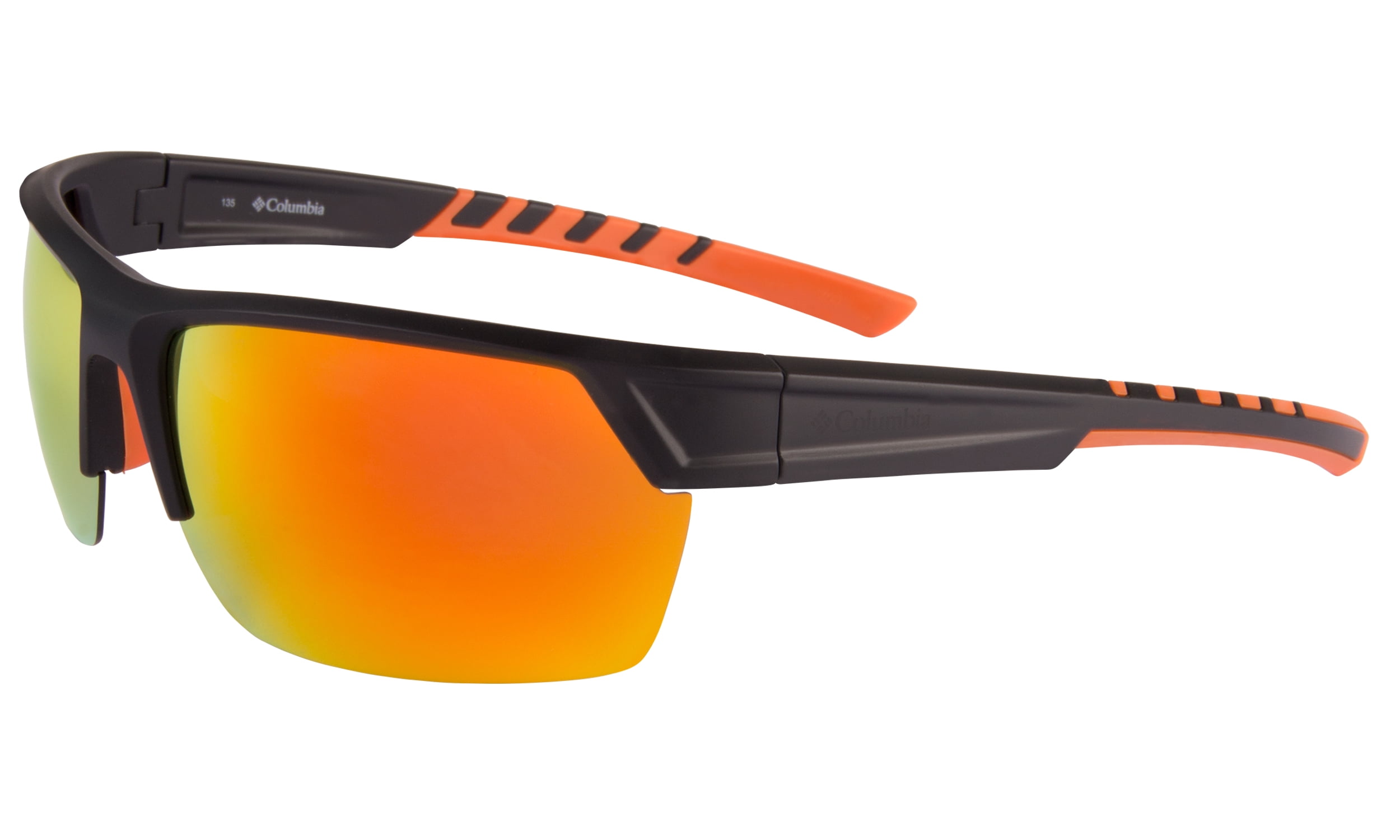 Columbia Peak Racer Matte Black Blade Sunglass with Orange Flash Polarized Lens
