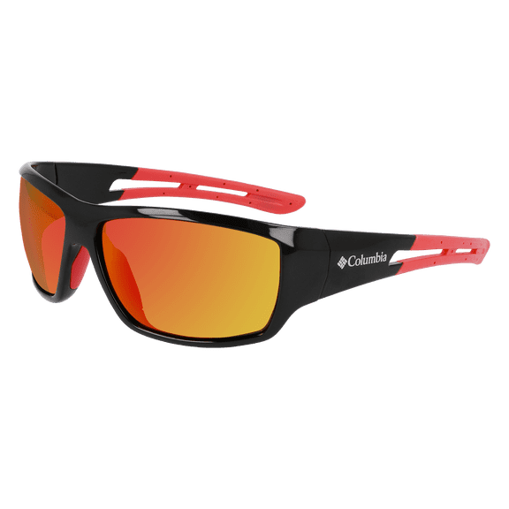 COLUMBIA UTILIZER - C525SPG_009, WRAP SUNGLASS, SHINY BLACK FRAME & RED REVO POLARIZED LENS