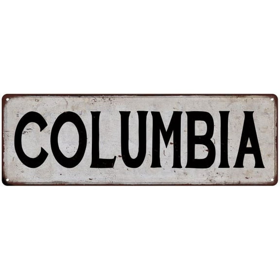 COLUMBIA Vintage Look Rustic Metal 6x18 Sign City State 106180041174