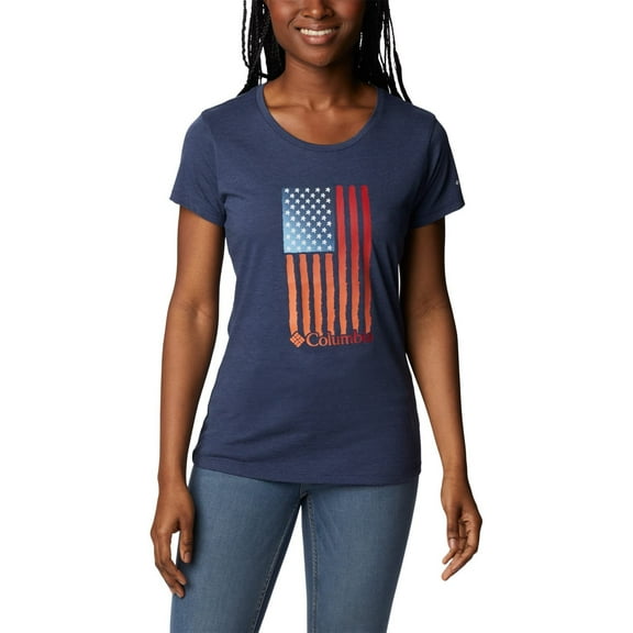 COLUMBIA Women Regular fit Short Sleeve T-Shirt Shirt XXXL Blue