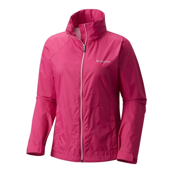 COLUMBIA Womens Pink Zippered Waterproof Packable Raincoat XL