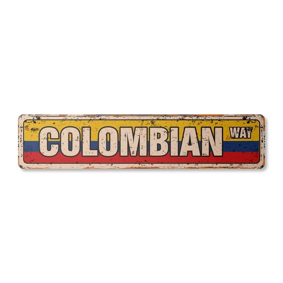 COLUMBIAN FLAG Vintage Plastic Street Sign columbia national nation pride country | Indoor/Outdoor |  36" Wide