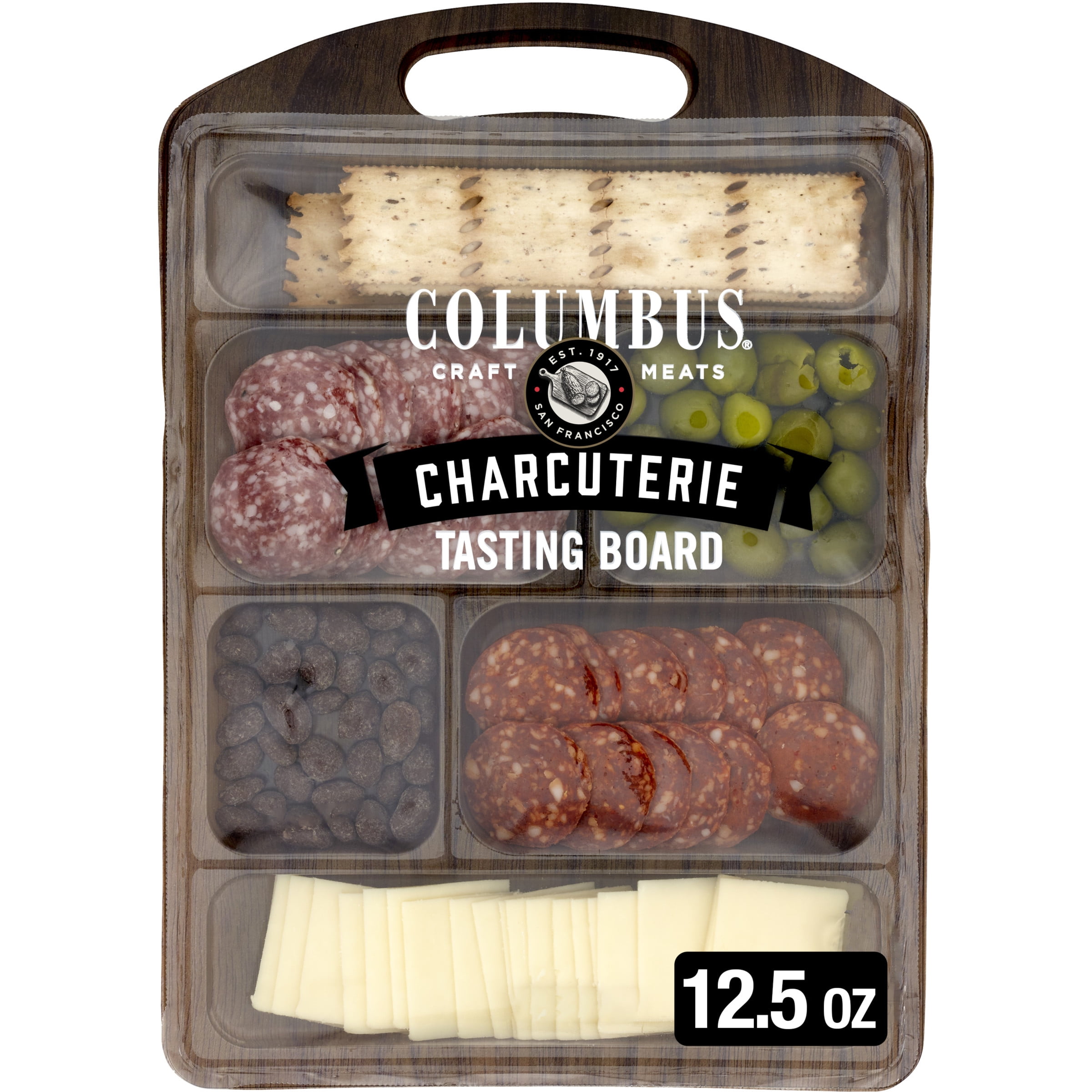 COLUMBUS, Charcuterie Tasting Board, Sliced Meat, Cheese and Crackers, 12.5oz Plastic Package