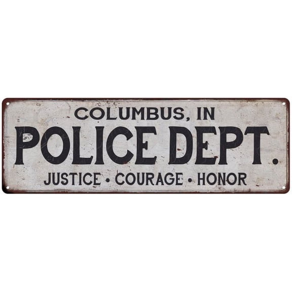 COLUMBUS, IN POLICE DEPT. Home Decor Metal Sign Gift 6x18 106180012810