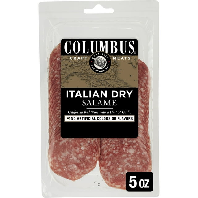 COLUMBUS Italian Dry Pork Salami, Sliced Charcuterie Meat, Serving size