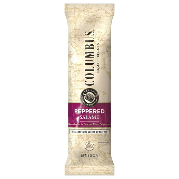COLUMBUS Peppered Salame, Charcuterie Meat, 8 oz Stick