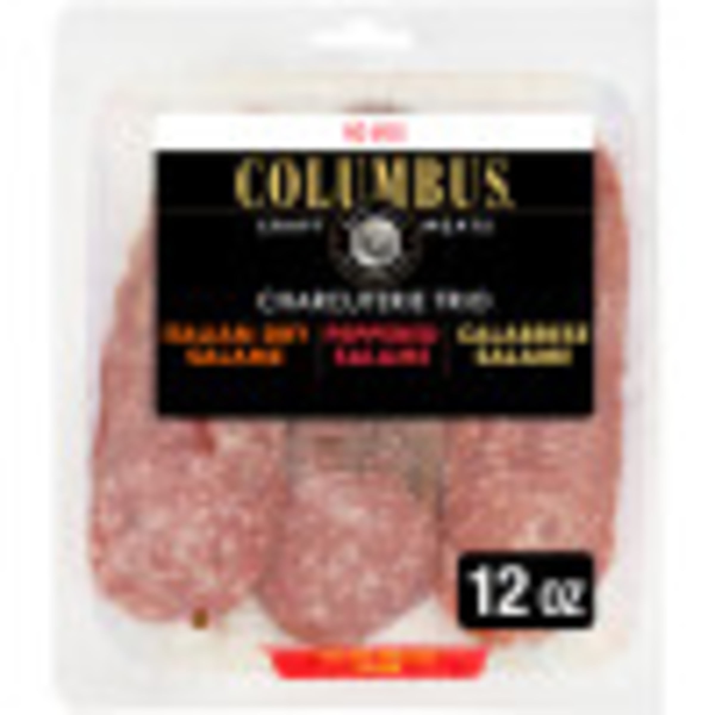 COLUMBUS, Salami Trio, Sliced Charcuterie Meat, 12oz Variety Plastic Pack