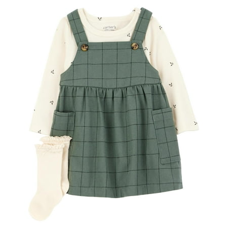 Carter's Child of Mine Baby and Toddler Girl Dress Set, 3-Piece, Sizes 0/3-24 Months