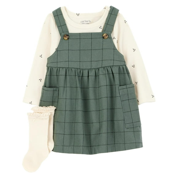 Carter's Child of Mine Baby and Toddler Girl Dress Set, 3-Piece, Sizes 0/3-24 Months