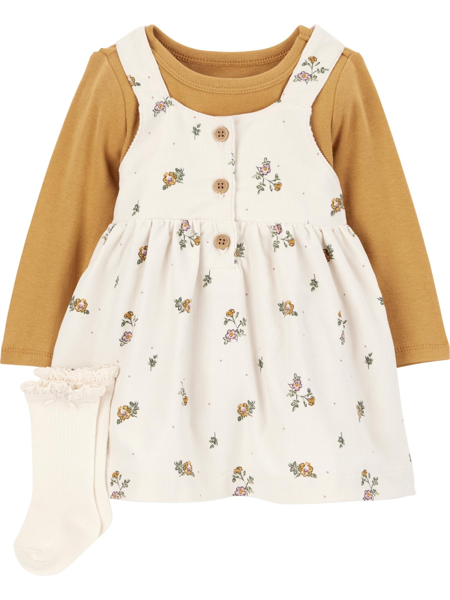 Carter's Child of Mine Baby and Toddler Girl Dress Set, 3-Piece, Sizes 0/3-24 Months