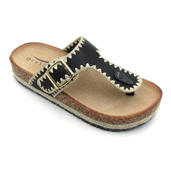 COM STAR Women Wedge Thong Sandals Platform Flip Flops Adjustable Buckle Casual Summer Slide Sandals