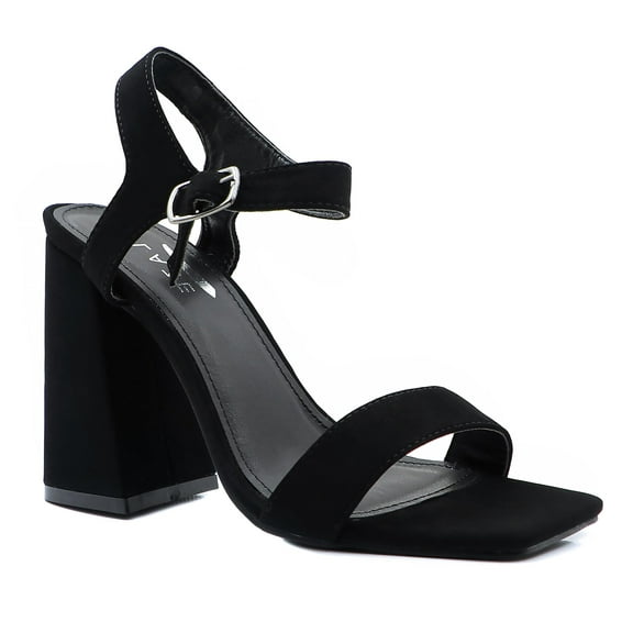 COM STAR Women's Fashion Chunky Heel Sandals - Comfortable Block Heel Open Toe Ankle Strap Dressy Summer Shoes for Weddings, Parties & Date Nights