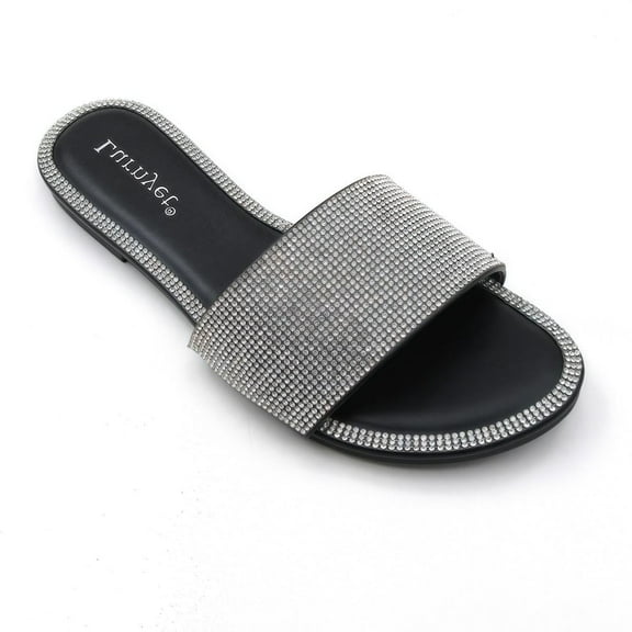 COM STAR Women's Flat Slide Sandals – Open Toe Casual Summer Sandals for Beach, Travel & Everyday Wear