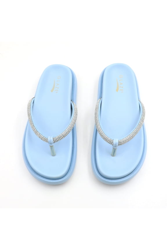 Women’s Rhinestone Flip Flops Thong Sandals Sparkly Open Toe Slip-On Summer Beach Casual Comfort Flat Sandals