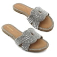 thumbnail image 1 of COM STAR Women’s Rhinestone Slide Sandals Sparkly Dressy Flat Sandals Fashion Summer Slip On Sandals for Party, Vacation and Casual Wear, 1 of 6