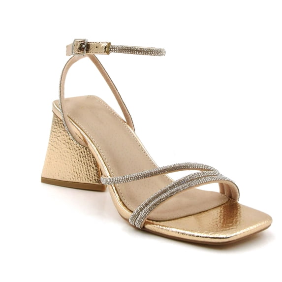 COM STAR Women’s Rhinestone Strappy Wedge Sandals Open Toe Ankle Strap Dress Heels for Party Evening Wedding Summer Shoes