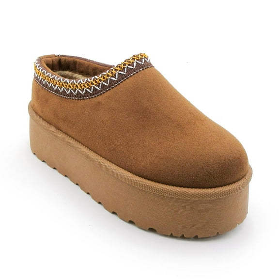 COM STAR Women's Winter Platform Slippers Warm Fuzzy Slip-On Indoor Outdoor Comfy House Shoes Cozy Fluffy Footwear