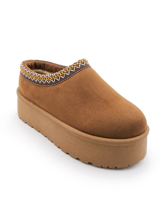 Women's Winter Platform Slippers Warm Fuzzy Slip-On Indoor Outdoor Comfy House Shoes Cozy Fluffy Footwear