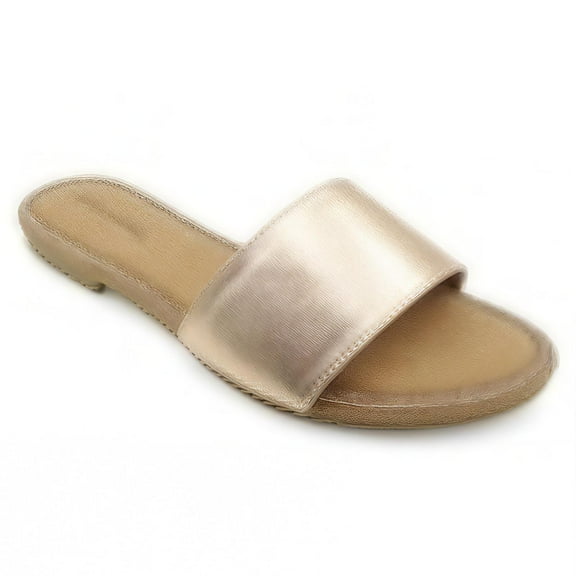 COM STAR Women’s Flat Slide Sandals Open Toe Casual Slip-On Summer Slides for Daily and Vacation Wear