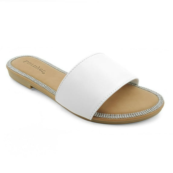 COM STAR Women’s Flat Slide Sandals Open Toe Casual Slip-On Summer Slides for Daily and Vacation Wear