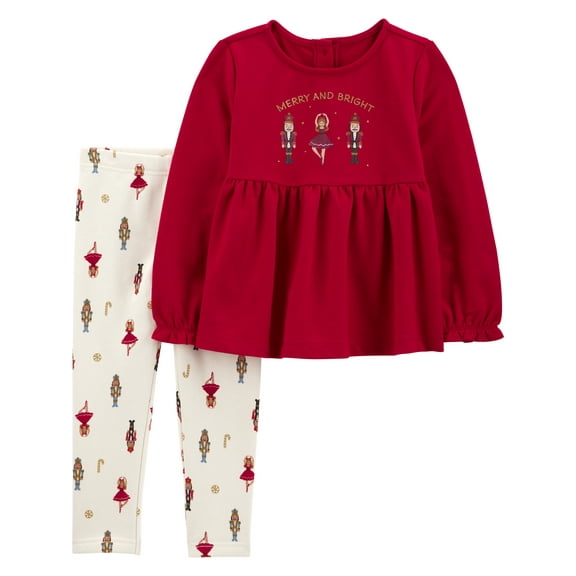 Carter's Child of Mine Baby and Toddler Girl Holiday Outfit Set, 2-Piece, Sizes 12M-5T