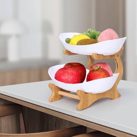 COM1950s 1/2/3-Tier European Ceramic & Wooden Snack Tray - Elegant Multi-Layer Serving Platter for Fruits, Candy, Desserts | Dishwasher Safe, Space-Saving Design