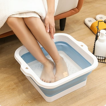 COM1950s 1 Pack Collapsible Wash Basin with Drain Plug,Large Collapsible Dish Tub Portable Sink Dish Basin Foldable Dishpan Space Saving for Kitchen,Rv,Camping Dish Washing Tub,11X7X17In,Blue
