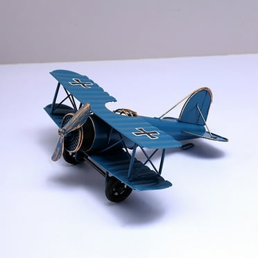 COM1950s 1 Pc Vintage Metal Planes Model Iron Retro Aircraft Glider Biplane Pendant Model Airplane Kids Toy,Christmas,Home Decor,Ornament,Desktop Decoration(8.39X7.28 X 3.54 Inches,Blue)