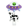 thumbnail image 1 of COM1950s 1 Pcs Luminous Cute Ufo Cow Badge Reel Retractable Kawaii Badge Reel with Id Clip Funny Badge Reel for Nurse Nursing Name Tag Card Medical Rn Cna Medical Assistant Gifts- Purple, 1 of 7