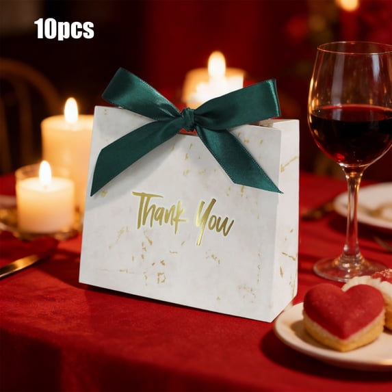 COM1950s 10 Pack Mini Gift Bags with Thank You Bows,Small Party Favor Bags for Gifts and Snacks,Paper Goodie Bags for Wedding Birthday Baby Shower Favors