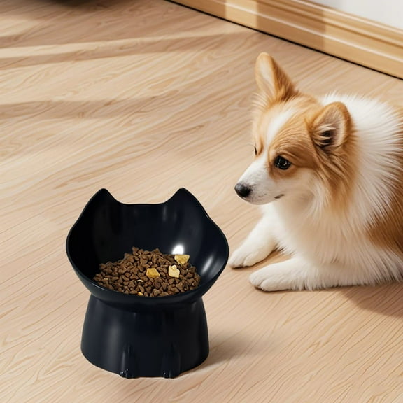 COM1950s 15° Tilted Anti Spill Pet Bowl,Non Slip Dual Food Water Dish,Heavy Base Feed Bowl for Dogs Cats with Spine Protection