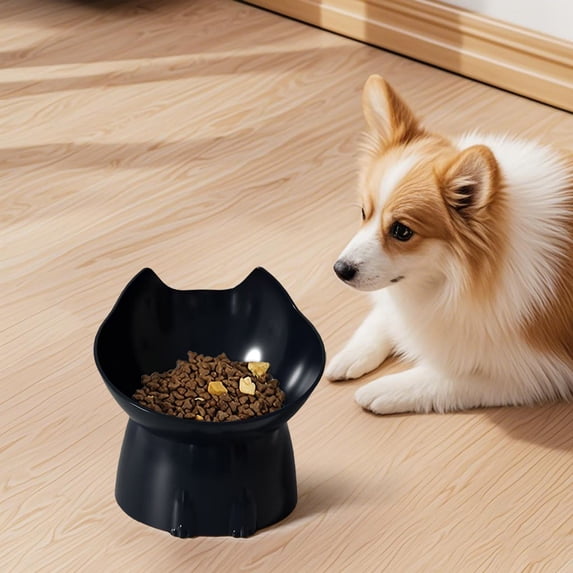 COM1950s 15° Tilted Anti Spill Pet Bowl,Non Slip Dual Food Water Dish,Heavy Base Feed Bowl for Dogs Cats with Spine Protection