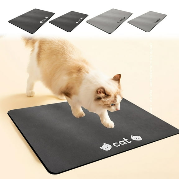 COM1950s 1Pc Pet Feeding Mat Dog Cat Food Mat for Floors Waterproof Food and Water Bowl Mats for Indoor Absorbent Non-Slip Dog Food Mat Quick Dry Pet Food Mats 12X16In Dark Gray