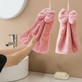 thumbnail image 1 of COM1950s 1Pcs Bowknot Hanging Hand Dry Towels,Microfiber Coral Velvet Hand Towels Hanging Loop,Absorbent Super Soft Cute Hand Towels for Kitchen Bathroom Kids Adults,12X14In,Pink, 1 of 6