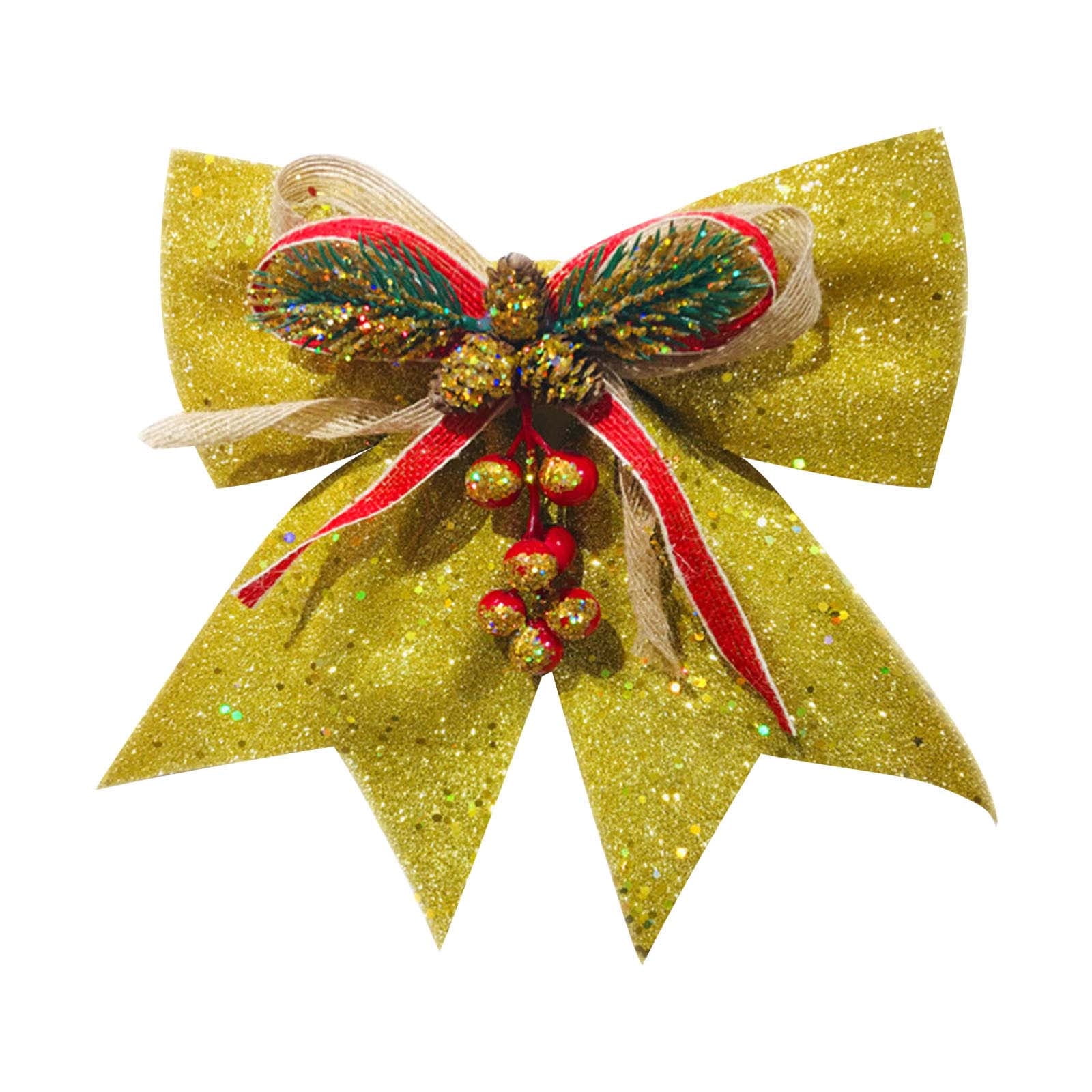 COM1950s 1Pcs Christmas Bow,Red Wreaths Bows,Christmas Tree Bow Glitter