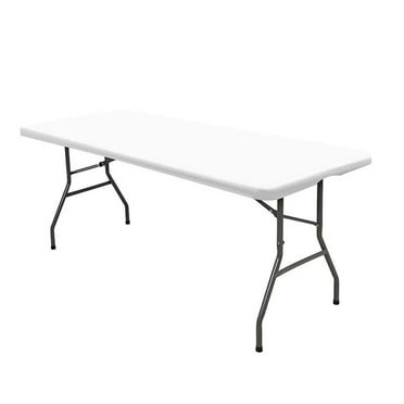 COM1950s 1Pcs Spandex Picnic Table Cloth,Elastic Fitted Tablecloths for 6 Foot Rectangle Tables,Stretch Washable Patio Table Cover for Outdoor,Camping,Banquet and Parties (White,6X2.5Ft)