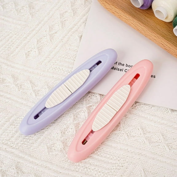 COM1950s 2-In-1 Automatic Needle Threader and Seam Ripper Tool,Dual Head Hand Sewing Accessory for Embroidery Floss,Fast Threading Craft Tool for Diy Repairs and Needlework