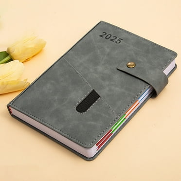 COM1950s 2025 Planner,Lined Leather Journal Notebook for Men Women,5.7 X 8.5" Personalized Hardcover Journal with Pen,400 Pages Paper Daily Diary for School,Travel,Business,Work,Home Writing,Gray
