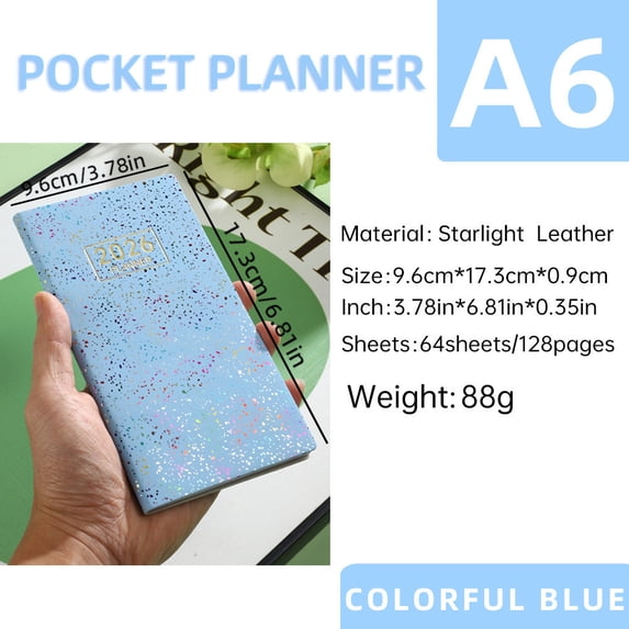COM1950s 2026 A6 Daily Planner Notebook,Portable Mini Organizer for Efficient Scheduling,Travel Diary,School Office Use,and Ideal Gift