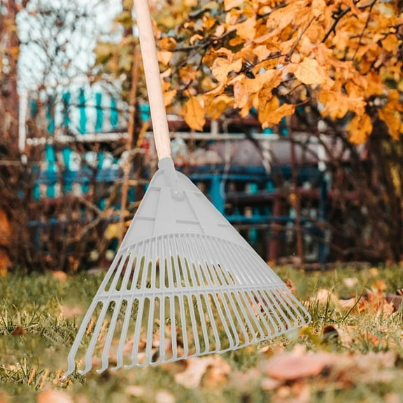 COM1950s 24 Tooth Garden Rake for Leaf and Grass Raking,Durable Plastic Outdoor Tool with Thickened Rubber,Lightweight Design for Easy Gardening and Yard Work