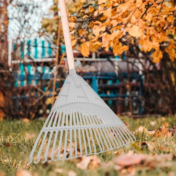 COM1950s 24 Tooth Garden Rake for Leaf and Grass Raking,Durable Plastic Outdoor Tool with Thickened Rubber,Lightweight Design for Easy Gardening and Yard Work