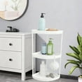 thumbnail image 1 of COM1950s 3-Tier Corner Shelf,Freestanding Plastic Storage Rack for Bathroom and Living Room Organization,Triangle Design with Easy Assembly and Space Saving Features, 1 of 9
