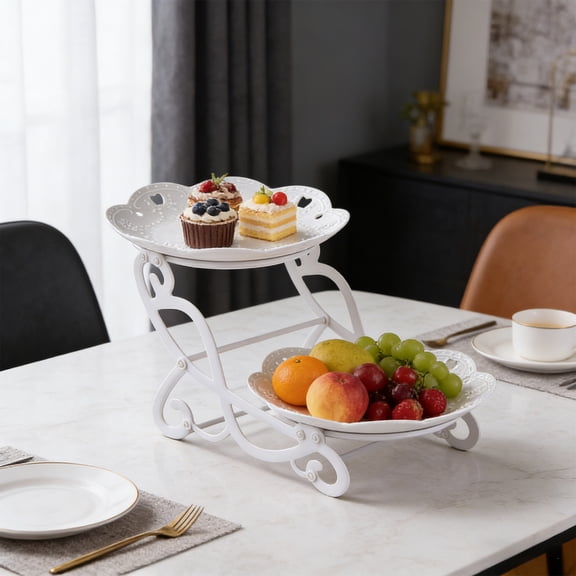 COM1950s 3-Tier Serving Tray, Tiered Dessert Stand, Detachable Multi-Layer Fruit Display Platter for Home Decor, Wedding, and Party Candy Buffet