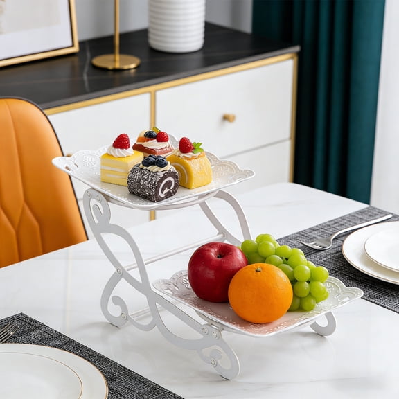 COM1950s 3-Tier Serving Tray, Tiered Dessert Stand, Detachable Multi-Layer Fruit Display Platter for Home Decor, Wedding, and Party Candy Buffet