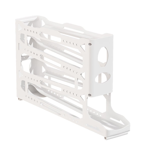 COM1950s 4-Tier Rolling Egg Holder for Refrigerator, Automatic Egg Dispenser, 30 Egg Storage Container