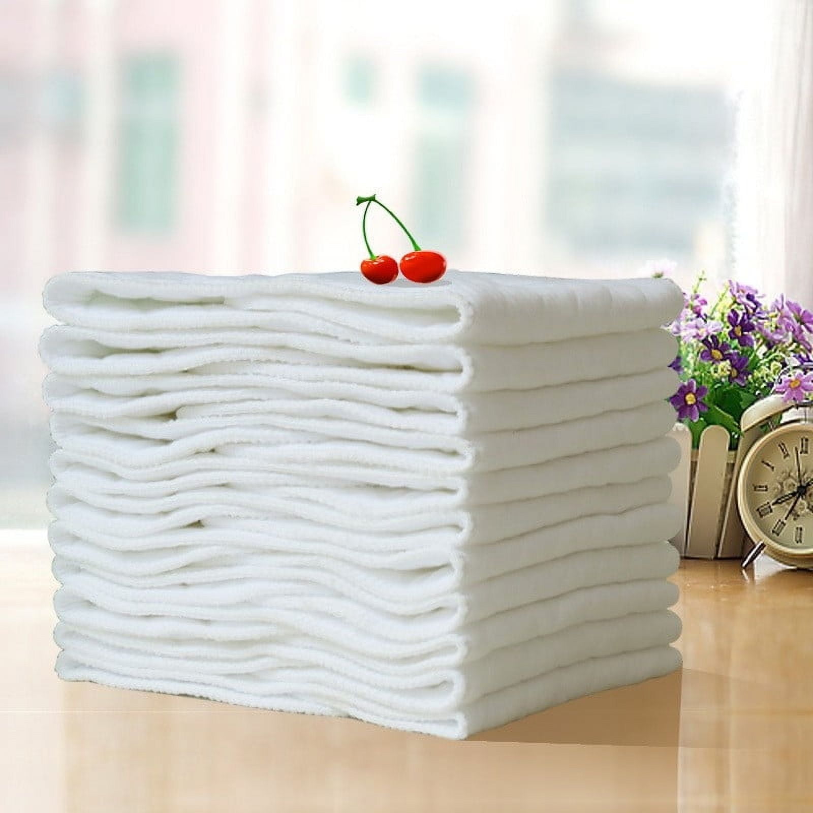 COM1950s 5 Pack Unisex Baby Boys Girls Flat-Fold Cloth Diapers for Babies, 100% Cotton Extra Large Reusable Diapers 5x13 Inches, Baby Burp Cloths